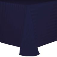 ULTIMATE TEXTILE Ultimate Textile -10 Pack- Satin-Stripe 52 x 70-Inch Oval Tablecloth, Navy Blue