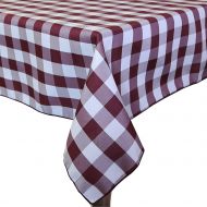 ULTIMATE TEXTILE Ultimate Textile -2 Pack- 72 x 120-Inch Rectangular Polyester Gingham Checkered Tablecloth, Burgundy and White