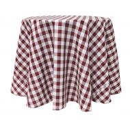 ULTIMATE TEXTILE Ultimate Textile -3 Pack- 90-Inch Round Polyester Gingham Checkered Tablecloth, Burgundy and White