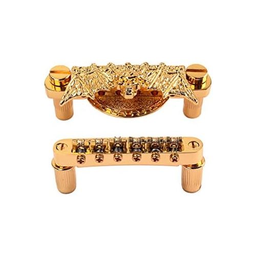  [아마존베스트]Ultnice Replacement Tailpiece Bridge and Saddle Set for Les Paul Style Guitar (Gold)