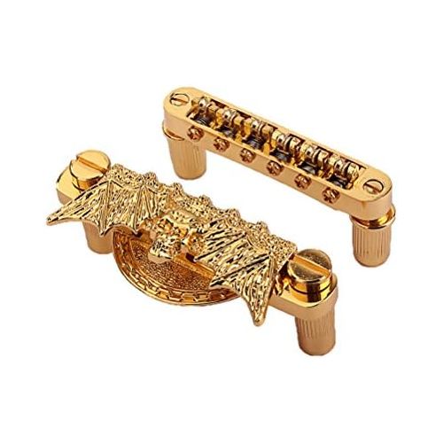  [아마존베스트]Ultnice Replacement Tailpiece Bridge and Saddle Set for Les Paul Style Guitar (Gold)