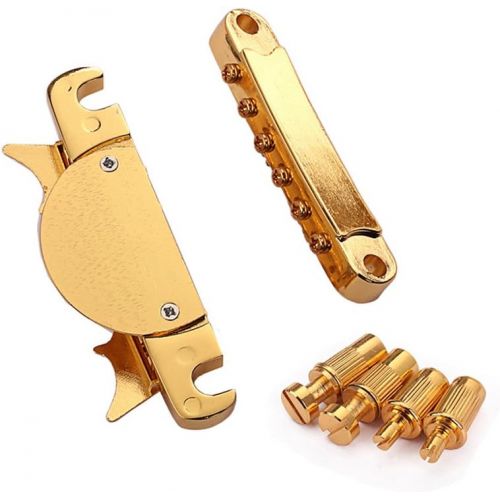  [아마존베스트]Ultnice Replacement Tailpiece Bridge and Saddle Set for Les Paul Style Guitar (Gold)