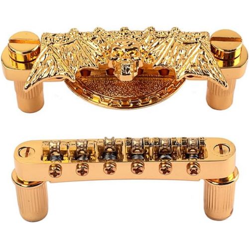  [아마존베스트]Ultnice Replacement Tailpiece Bridge and Saddle Set for Les Paul Style Guitar (Gold)