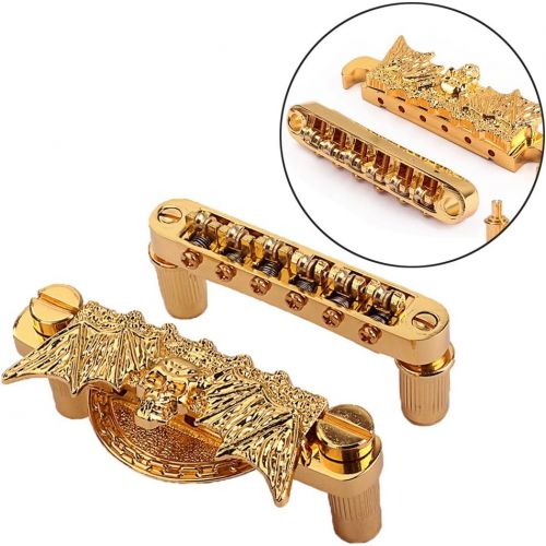  [아마존베스트]Ultnice Replacement Tailpiece Bridge and Saddle Set for Les Paul Style Guitar (Gold)