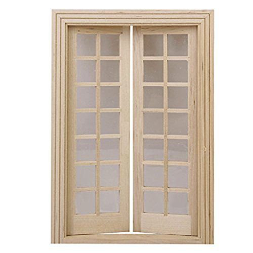  ULTNICE 1:12 Dollhouse Furniture Miniature Wooden Exterior Door 28 Panel