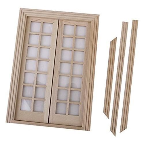  ULTNICE 1:12 Dollhouse Furniture Miniature Wooden Exterior Door 28 Panel