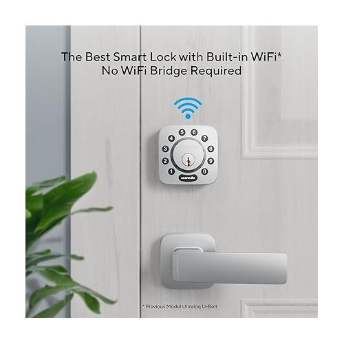  ULTRALOQ Smart Lock U-Bolt WiFi, Built-in WiFi Smart Door Lock with Door Sensor, Keyless Entry Door Lock Deadbolt, WiFi Deadbolt Lock, Voice Control with Alexa Google, App Remote Access, Share Access