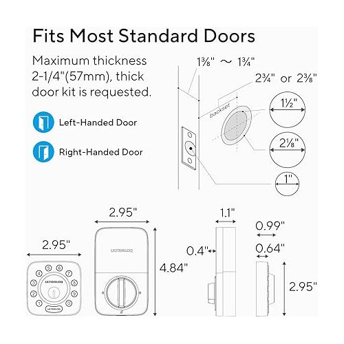  ULTRALOQ Smart Lock U-Bolt WiFi, Built-in WiFi Smart Door Lock with Door Sensor, Keyless Entry Door Lock Deadbolt, WiFi Deadbolt Lock, Voice Control with Alexa Google, App Remote Access, Share Access