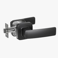 ULTRALOQ Handle Push Pull, Black Front Door Handle Set in Matte Black, Adjustable Latch Backset, Push-Pull Door Opening, IP65 Waterproof