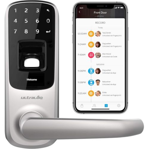  [아마존 핫딜] [아마존핫딜]ULTRALOQ Ultraloq UL3 BT Bluetooth Enabled Fingerprint and Touchscreen Smart Lock (Satin Nickel) | 5-in-1 Keyless Entry | Secure Finger ID | Anti-peep Code | Works with iOS and Android | Ma