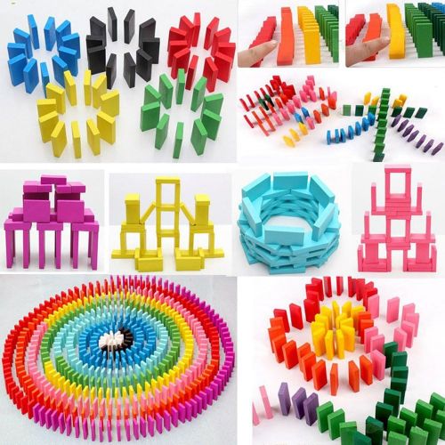  [아마존베스트]ULT-unite 120pcs Wooden Dominos Blocks Set, Kids Game Educational Play Toy, Domino Racing Toy Game