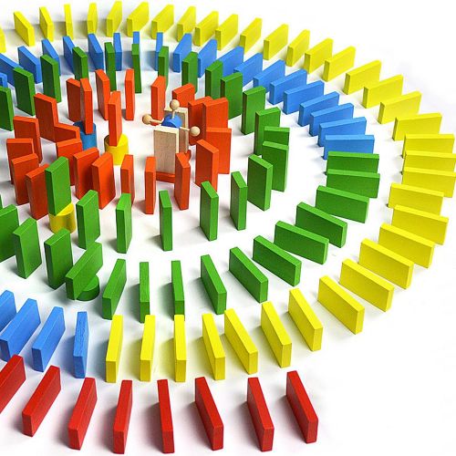  [아마존베스트]ULT-unite 120pcs Wooden Dominos Blocks Set, Kids Game Educational Play Toy, Domino Racing Toy Game