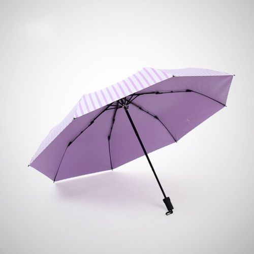  UMBREQI Stripe Pattern Purple Sun Umbrella Outdoor Compact Folding Travel Parasol