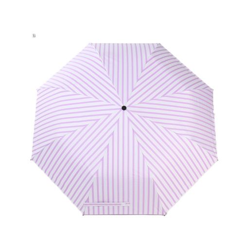  UMBREQI Stripe Pattern Purple Sun Umbrella Outdoor Compact Folding Travel Parasol