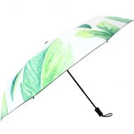 UMBREQI Creative Banana Leaf Pattern Womens Folding Sun Umbrella Summer Sunscreen Parasol