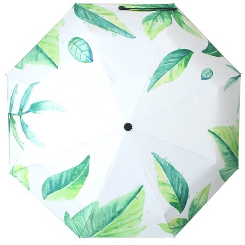  UMBREQI Creative Banana Leaf Pattern Womens Folding Sun Umbrella Summer Sunscreen Parasol