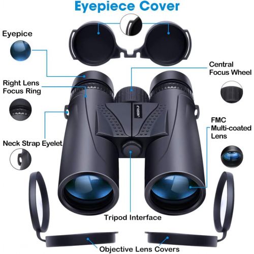  [아마존베스트]UNEGROUP Binoculars for Adults and Kids, 10x42 HD Low Light Vision Compact Binocular, Waterproof Lightweight Binocular Prism FMC BAK4 for Bird Watching Sports Games with Smartphone