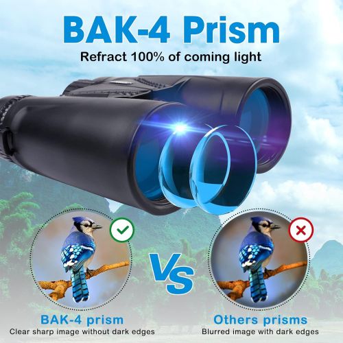  [아마존베스트]UNEGROUP Binoculars for Adults and Kids, 10x42 HD Low Light Vision Compact Binocular, Waterproof Lightweight Binocular Prism FMC BAK4 for Bird Watching Sports Games with Smartphone