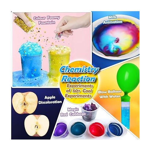  UNGLINGA 50+ Science Lab Experiments Kit for Kids, STEM Activities Educational Scientist Toys Gifts for Boys Girls Chemistry Set, Gemstone, Volcano Eruption