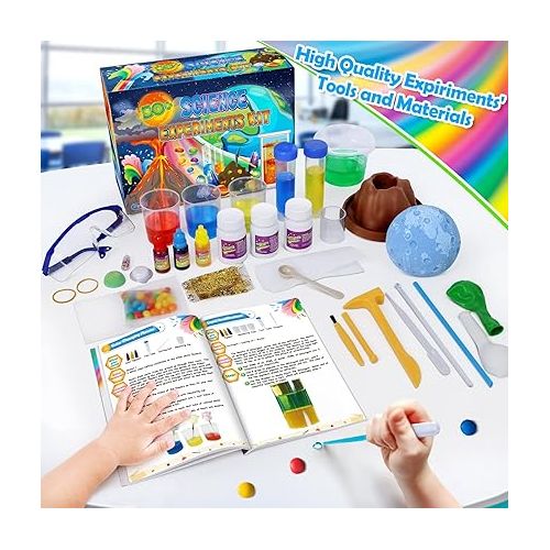  UNGLINGA 50+ Science Lab Experiments Kit for Kids, STEM Activities Educational Scientist Toys Gifts for Boys Girls Chemistry Set, Gemstone, Volcano Eruption