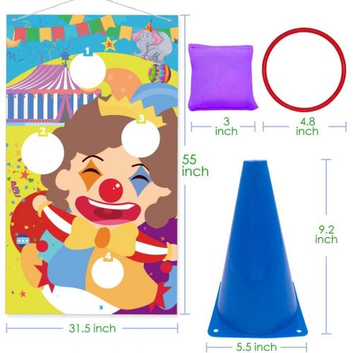  [아마존베스트]UNGLINGA Carnival Toss Games Kids Party Rings Bean Bag Tossing Cones Circus Game Obstacle Course Set for Children Family Adults Outdoor Yard Lawn Supplies