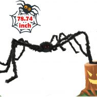 UNGLINGA 6.5ft Large Halloween Decorations Outdoor Spider Posable Furry Black Giant Scary Fuzzy Spiders Outside Indoor Yard Wed Decor Party Favor