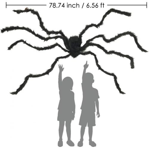  UNGLINGA 6.5ft Large Halloween Decorations Outdoor Spider Posable Furry Black Giant Scary Fuzzy Spiders Outside Indoor Yard Wed Decor Party Favor