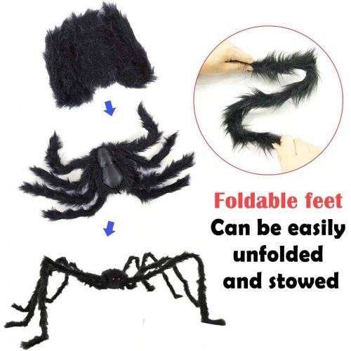  UNGLINGA 6.5ft Large Halloween Decorations Outdoor Spider Posable Furry Black Giant Scary Fuzzy Spiders Outside Indoor Yard Wed Decor Party Favor