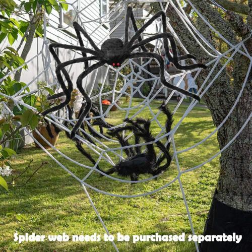  UNGLINGA 6.5ft Large Halloween Decorations Outdoor Spider Posable Furry Black Giant Scary Fuzzy Spiders Outside Indoor Yard Wed Decor Party Favor