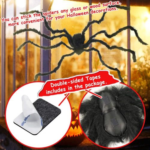  UNGLINGA 6.5ft Large Halloween Decorations Outdoor Spider Posable Furry Black Giant Scary Fuzzy Spiders Outside Indoor Yard Wed Decor Party Favor