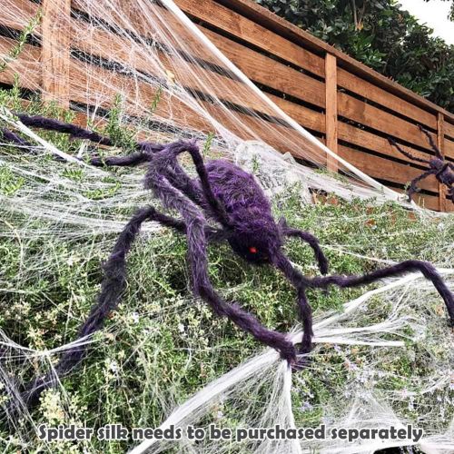  UNGLINGA 6.5ft Large Halloween Decorations Outdoor Spider Posable Furry Black Giant Scary Fuzzy Spiders Outside Indoor Yard Wed Decor Party Favor