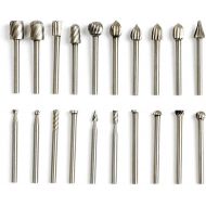 [아마존베스트]Unho 20 PCS HSS Routing Router Grinding Bit Set Burr Speed Kit for Dremel Wood Working Tools Carving Drilling