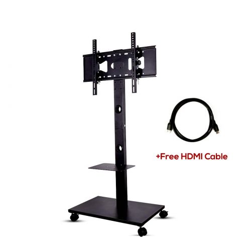  UNHO unho Mobile TV Cart Adjustable Home Display Trolley with Two Shelves Free HD Cable for 32-70 Plasma/LCD/LED (Black)