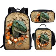 UNICEU Children 3 Piece Dinosaur Animal Backpack Set Cool Kids School Bag Bookbag Lunch Boxes Pencil Case