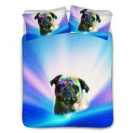 UNICEU Cute Girl Boy Animal Bedding Set 3D Galaxy Pug Dog Duvet Cover Bedspreads Include Duvet Cover Pillowcase (Twin, Beige)