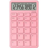 UNIONE Pocket & Desktop Pink Calculator with a Bright LCD, Dual Power Handheld Desktop. Color. Business, Office, High School