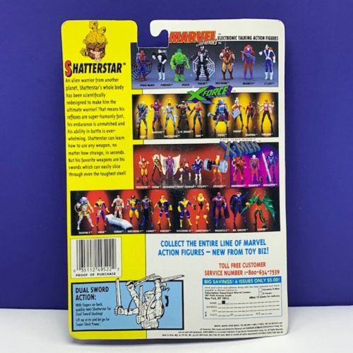  UNIQUETREASUREFREAK MARVEL ACTION FIGURE vintage comics toy biz vtg retro pop culture super hero toybiz 1992 uncanny X-Men moc Shatterstar xforce shatter star