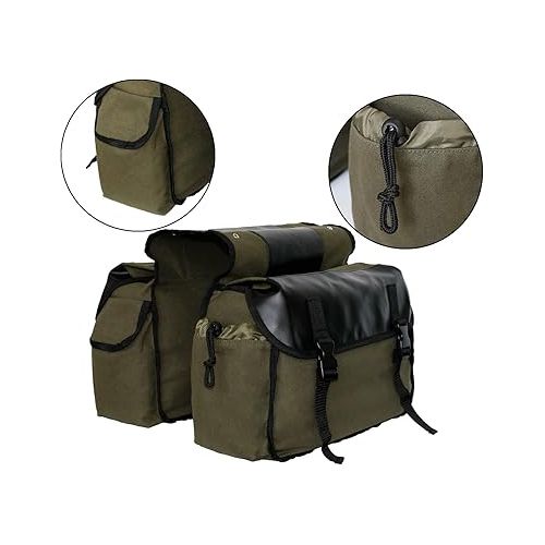  UNISTRENGH Updated Bike Pannier Bags Canvas Cycling Equipment Pack Multifunctional Messenger Rear Seat Trunk Carrier Bag Bicycle Shelf Pack Saddle Bag for MTB, Riding, Bike Touring (Military Green)