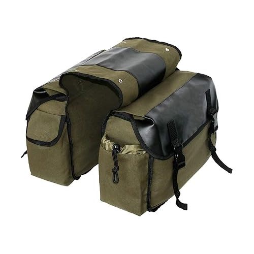  UNISTRENGH Updated Bike Pannier Bags Canvas Cycling Equipment Pack Multifunctional Messenger Rear Seat Trunk Carrier Bag Bicycle Shelf Pack Saddle Bag for MTB, Riding, Bike Touring (Military Green)