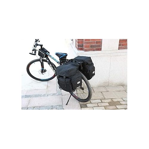  UNISTRENGH 50L Bike Pannier Bag Multifunction Riding Bag Water-Resistant Bicycle Rear Seat Bag Rack Trunk Carrier Bags - Rain Cover Included (Black)