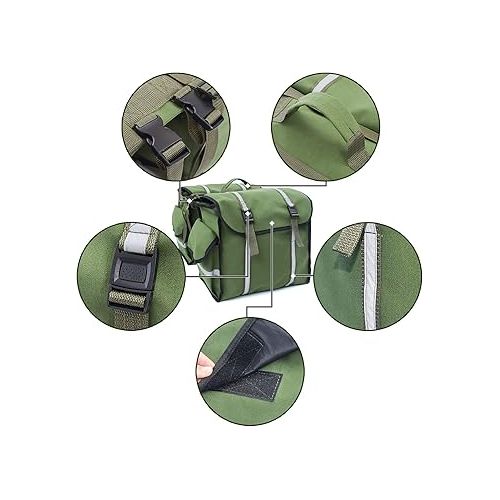  UNISTRENGH Bike Panniers Bicycle Rear Saddle Carrying Bag Outdoor Cycling Luggage Bag Motorcycle Rear Hanging Bag (Army Green)