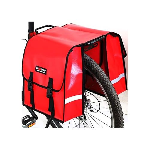  UNISTRENGH Bike Rear Seat Trunk Bag Outdoor Riding Bicycle PannierS Pack with Adjustable Straps and Reflective Stripe for Mountain Cycling (Red)