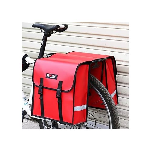  UNISTRENGH Bike Rear Seat Trunk Bag Outdoor Riding Bicycle PannierS Pack with Adjustable Straps and Reflective Stripe for Mountain Cycling (Red)