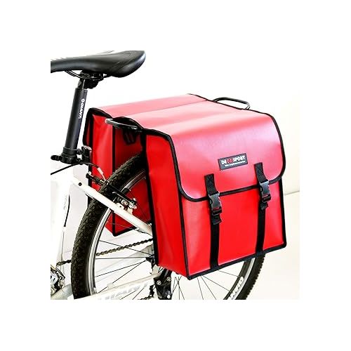  UNISTRENGH Bike Rear Seat Trunk Bag Outdoor Riding Bicycle PannierS Pack with Adjustable Straps and Reflective Stripe for Mountain Cycling (Red)