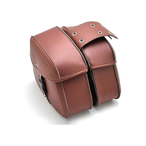  UNISTRENGH Retro Pannier Rack Bag for Bicycle Motorcycle Scooter E-bike PU Leather Waterproof Side Bag Hanging Bags Rear Double Bag Pack for Pannier Rack (Brown)