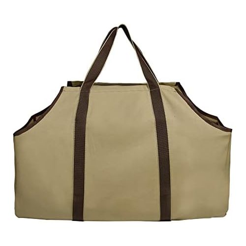  UNISTRENGH Firewood Log Carrier Durable Heavy Duty Canvas Firewood Tote Bag Fireplace Wood Stove Accessories (Khaki)