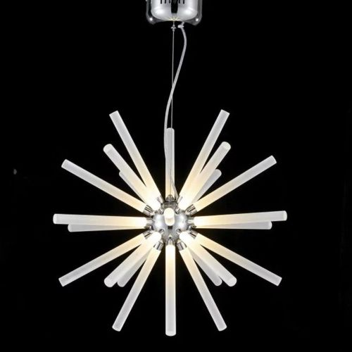  UNITARY Unitary Brand Modern White Acrylic Nature White LED Ice Bar Chandelier with Max 18W Chrome Finish