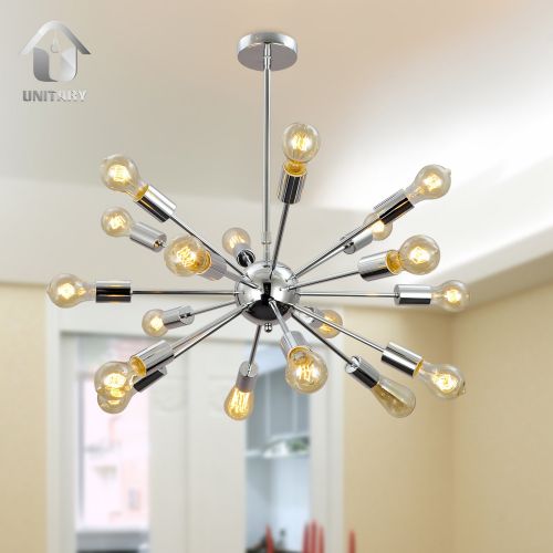  UNITARY Unitary Brand Morden Metal Large Chandelier with 18 Lights Chrome Finish