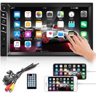 [아마존베스트]UNITOPSCI Double Din Car Stereo Bluetooth Car Radio with 7”HD Touch Screen Car MP5 Player FM Radio Receiver Support Rear View Camera Input SWC Mirror Link AUX in USB TF Multimedia Player wit