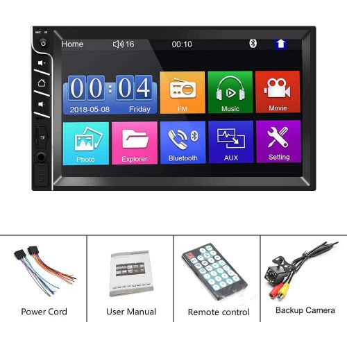  [아마존베스트]UNITOPSCI Double Din Car Stereo Bluetooth Car Radio with 7”HD Touch Screen Car MP5 Player FM Radio Receiver Support Rear View Camera Input SWC Mirror Link AUX in USB TF Multimedia Player wit